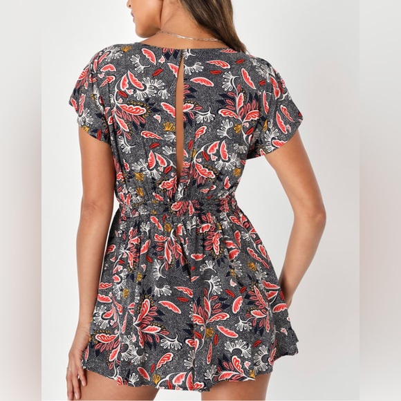 Lulus Dondi Navy Blue Print Romper - Picture 3 of 3